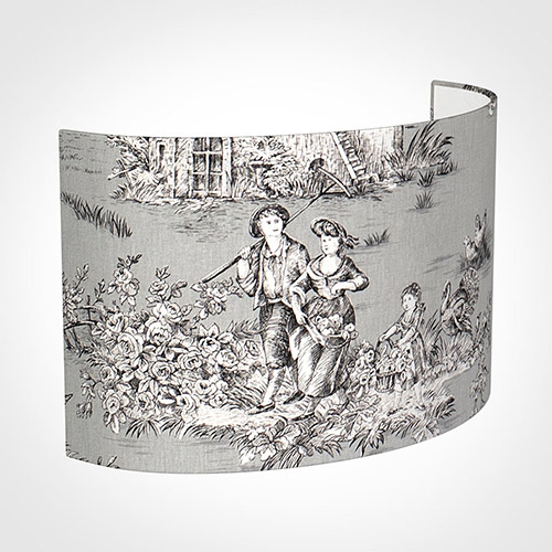 32cm Carlyle Half Shade in Grey Pastoral Toile de Jouy