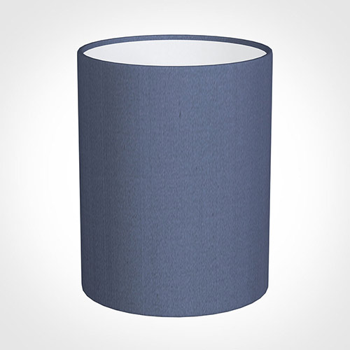 16cm Medium Cylinder Shade in Blue Faux Silk
