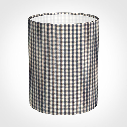 16cm Medium Cylinder Shade in Grey Longford Gingham