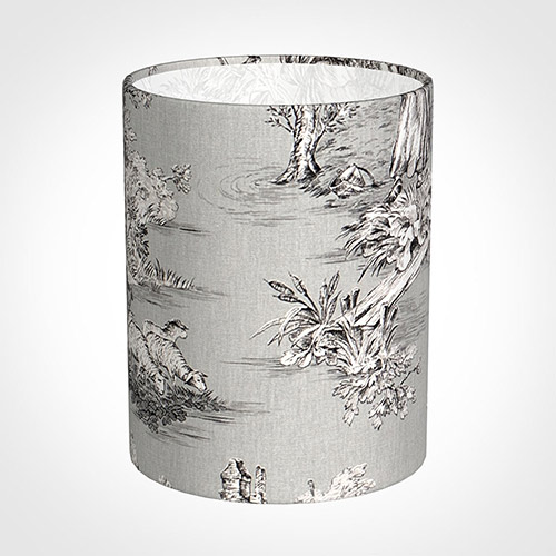 16cm Medium Cylinder Shade in Grey Pastoral Toile de Jouy