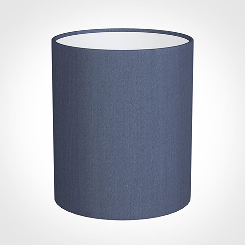 20cm Medium Cylinder Shade in Blue Faux Silk