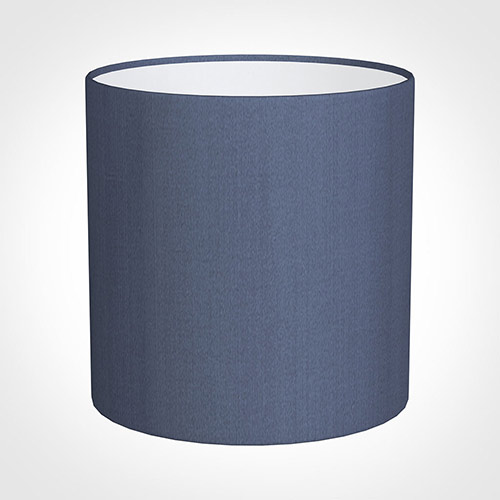 25cm Medium Cylinder Shade in Blue Faux Silk