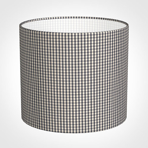 35cm Medium Cylinder Shade in Grey Longford Gingham
