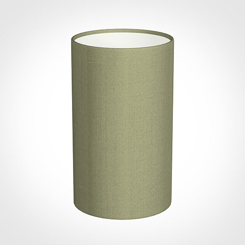 15cm Narrow Cylinder Shade in Pale Green Faux Silk