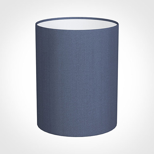 20cm Narrow Cylinder Shade in Blue Faux Silk