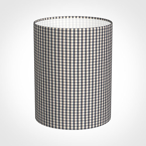 20cm Narrow Cylinder Shade in Grey Longford Gingham