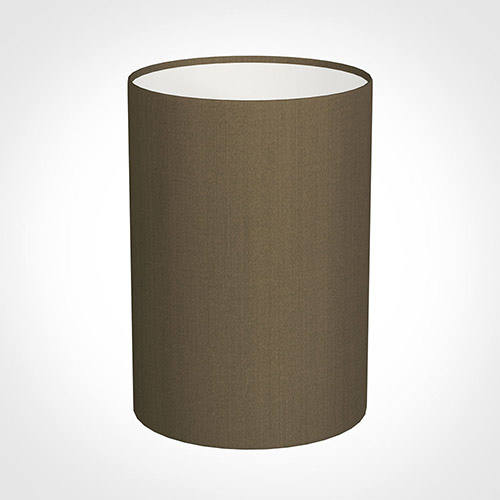25cm Narrow Cylinder Shade in Bronze Faux Silk