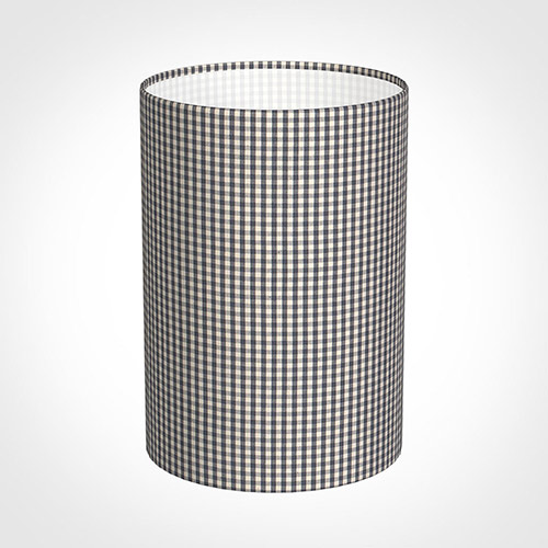 25cm Narrow Cylinder Shade in Grey Longford Gingham