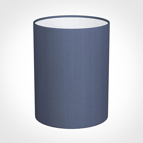 30cm Narrow Cylinder Shade in Blue Faux Silk