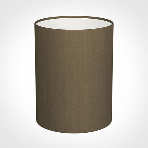 30cm Narrow Cylinder Shade in Bronze Faux Silk