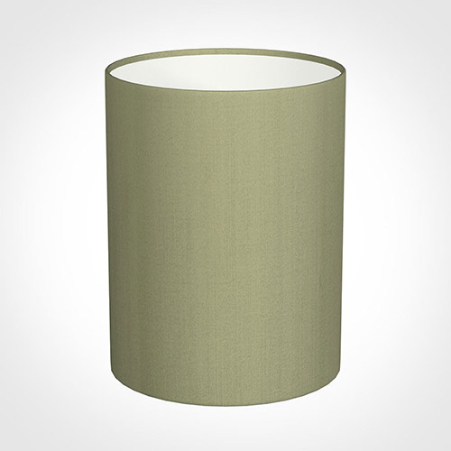 30cm Narrow Cylinder Shade in Pale Green Faux Silk