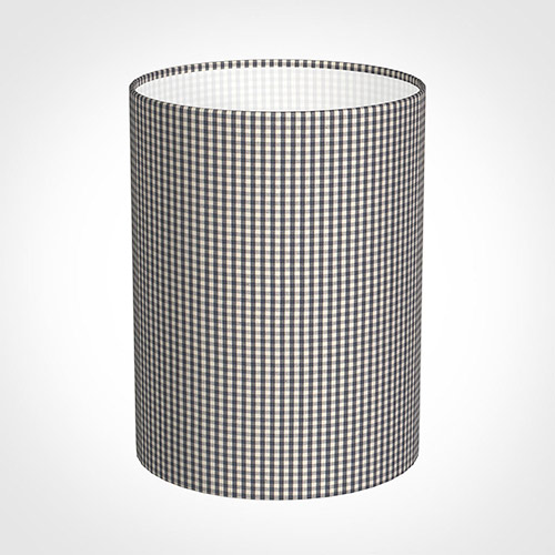 30cm Narrow Cylinder Shade in Grey Longford Gingham