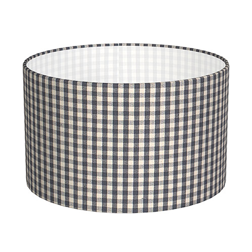 20cm Wide Cylinder Shade in Grey Longford Gingham