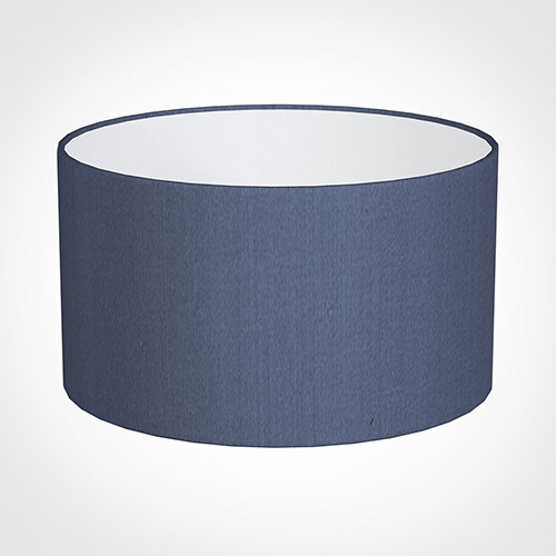 25cm Wide Cylinder Shade in Blue Faux Silk