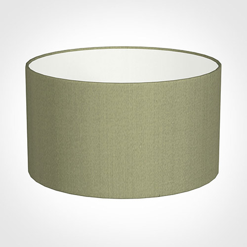 25cm Wide Cylinder Shade in Pale Green Faux Silk