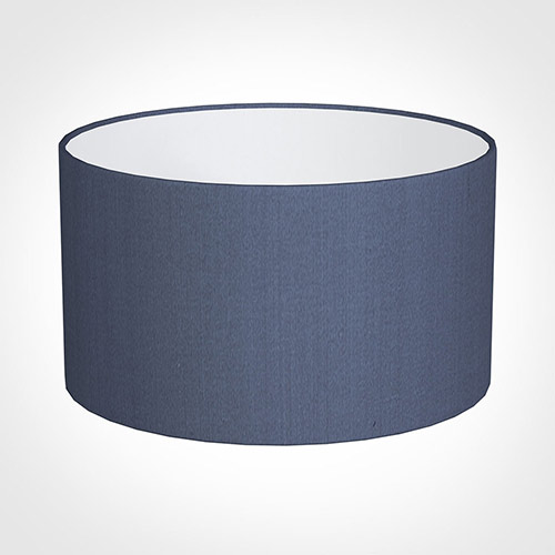 30cm Wide Cylinder Shade in Blue Faux Silk