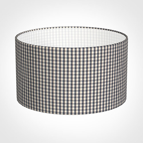 30cm Wide Cylinder Shade in Grey Longford Gingham