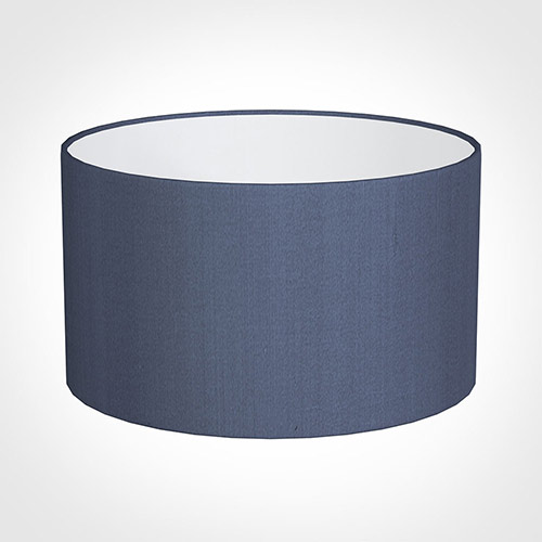 35cm Wide Cylinder Shade in Blue Faux Silk
