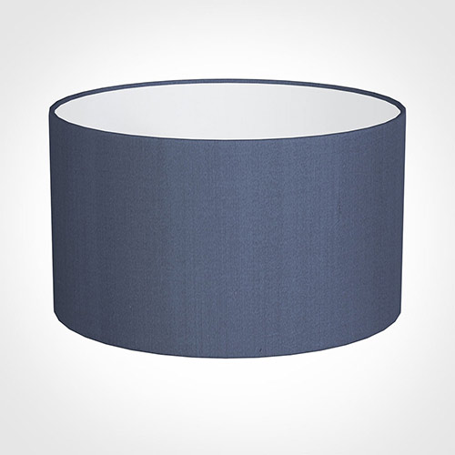 40cm Wide Cylinder Shade in Blue Faux Silk