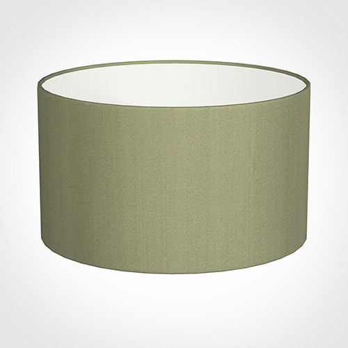 40cm Wide Cylinder Shade in Pale Green Faux Silk