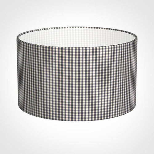 40cm Wide Cylinder Shade in Grey Longford Gingham