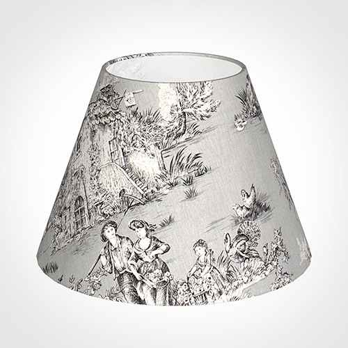 35cm Empire Shade in Grey Pastoral Toile de Jouy -Lamp Base Only