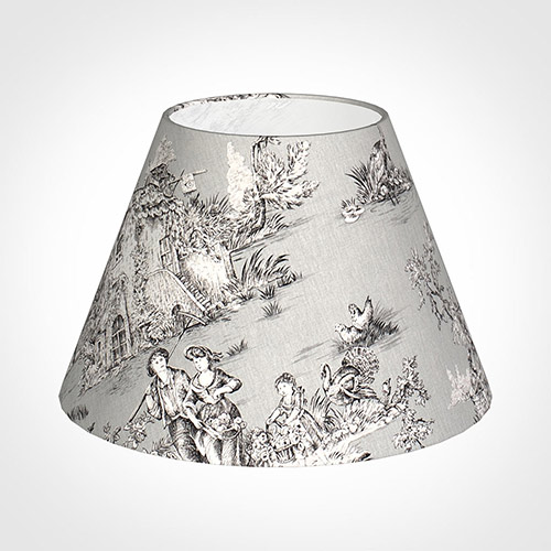40cm Empire Shade in Grey Pastoral Toile de Jouy -Lamp Base Only