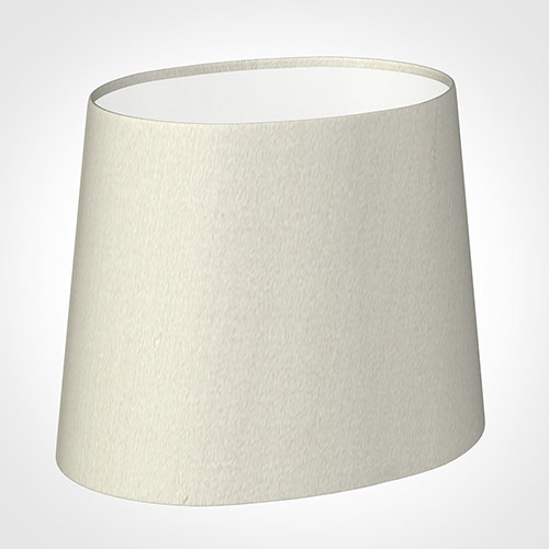 20cm Sloped Oval Shade in Pearl Faux Silk
