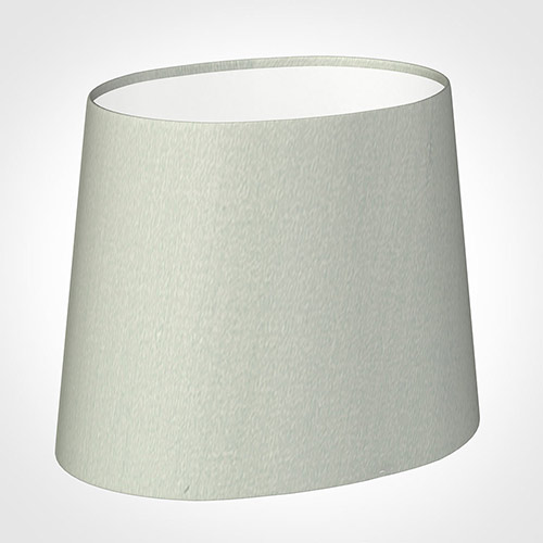 20cm Sloped Oval Shade in Soft Grey Faux Silk
