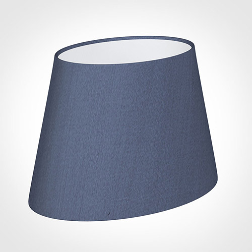25cm Sloped Oval Shade in Blue Faux Silk
