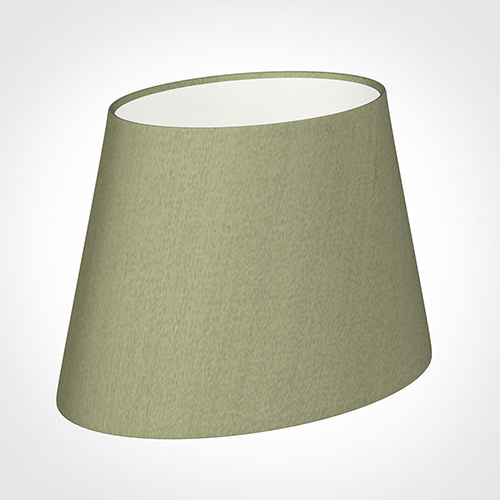 25cm Sloped Oval Shade in Pale Green Faux Silk