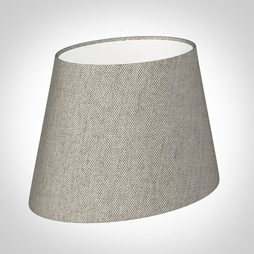 25cm Sloped Oval in Limestone Herringbone Lovat Tweed