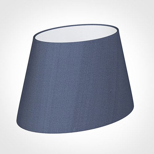 30cm Sloped Oval Shade in Blue Faux Silk