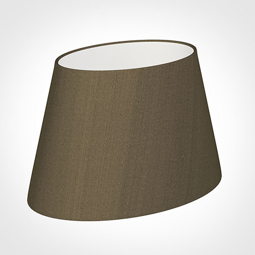 30cm Sloped Oval Shade in Bronze Faux Silk
