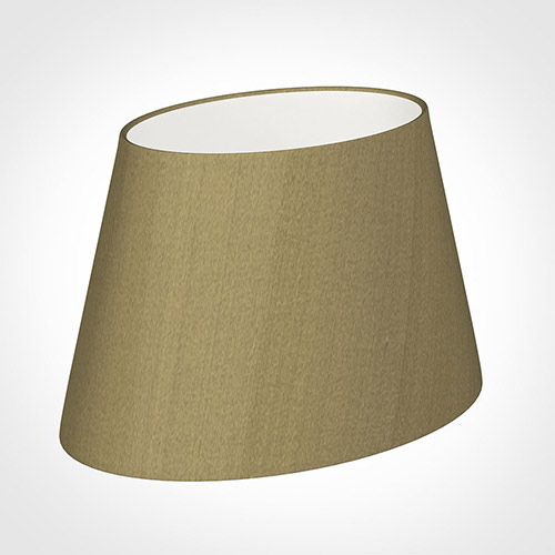 30cm Sloped Oval Shade in Dull Gold Faux Silk
