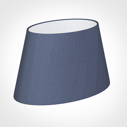 35cm Sloped Oval Shade in Blue Faux Silk