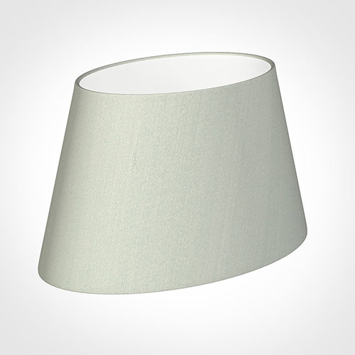 35cm Sloped Oval Shade in Soft Grey Faux Silk