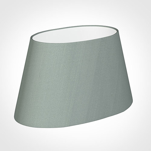 40cm Sloped Oval Shade in Aquamarine Faux Silk