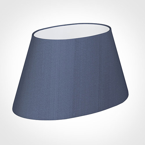 45cm Sloped Oval Shade in Blue Faux Silk