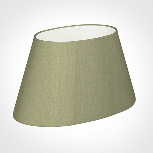 45cm Sloped Oval Shade in Pale Green Faux Silk