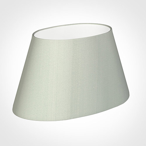 45cm Sloped Oval Shade in Soft Grey Faux Silk