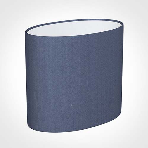 20cm Straight Oval Shade in Blue Faux Silk