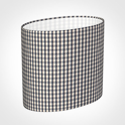 20cm Straight Oval Shade in Grey Longford Gingham