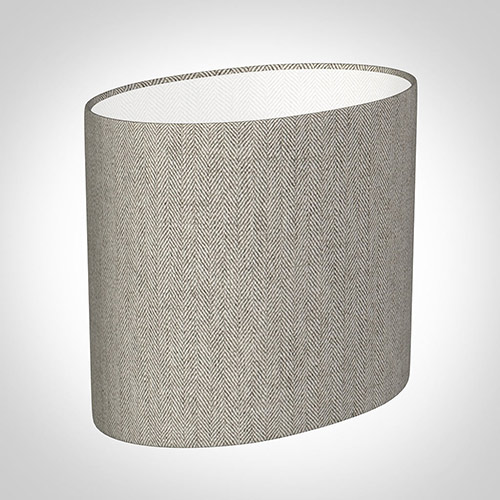 20cm Straight Oval in Limestone Herringbone Lovat Tweed