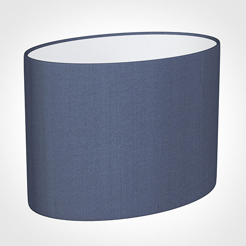30cm Straight Oval Shade in Blue Faux Silk