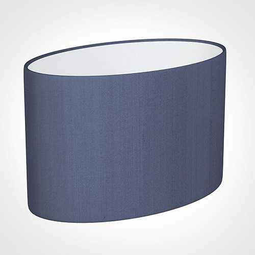 45cm Straight Oval Shade in Blue Faux Silk