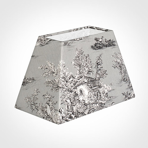46cm Sloped Rectangle Shade in Grey Pastoral Toile de Jouy-Lamp Base Only