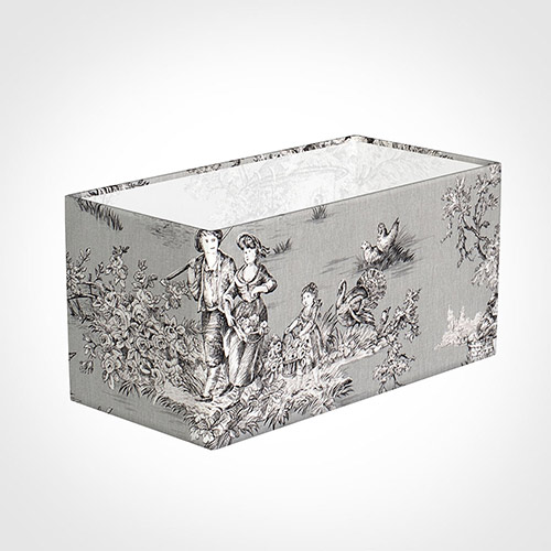 30cm Straight Rectangle Shade in Grey Pastoral Toile de Jouy