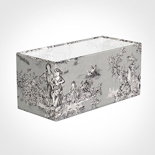 35cm Straight Rectangle Shade in Grey Pastoral Toile de Jouy