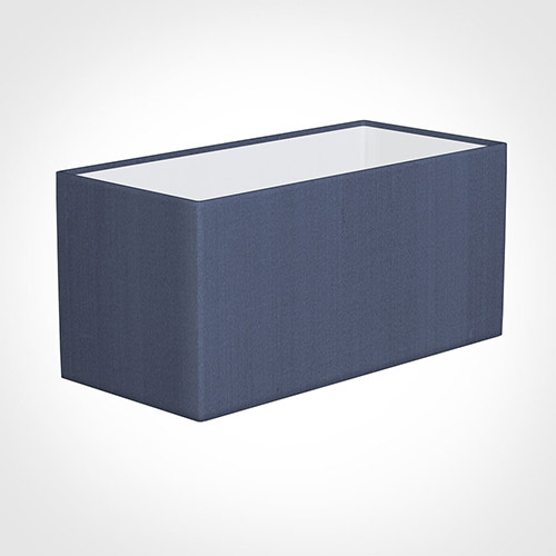 40cm Straight Rectangle Shade in Blue Faux Silk